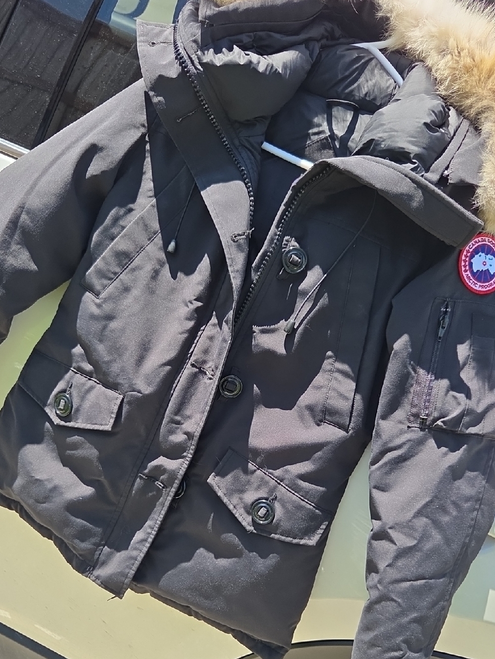 Canada Goose Womens Hooded Bomber Jacket with Removable Fur Trim - Picture 1 of 15